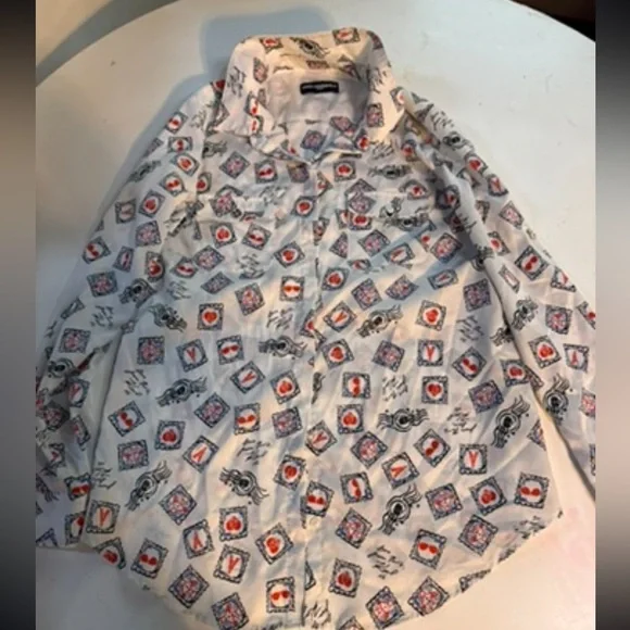 “love Letters” Karl Lagerfeld White Pattern Shirt size large - Picture 2 of 7